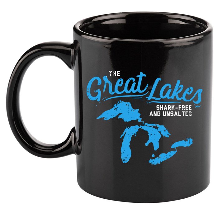 Great Lakes Shark Free And Unsalted Summer Vacation Lake 11oz C Handle Ceramic Mug