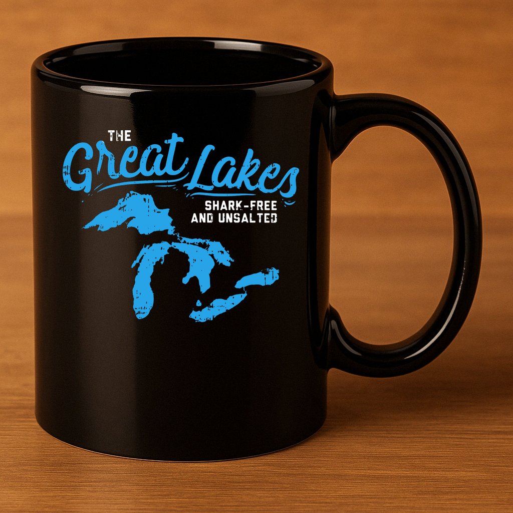 Great Lakes Shark Free And Unsalted Summer Vacation Lake 11oz C Handle Ceramic Mug