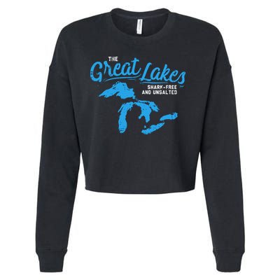 Great Lakes Shark Free And Unsalted Summer Vacation Lake Cropped Pullover Crew