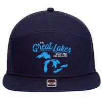 Great Lakes Shark Free And Unsalted Summer Vacation Lake 7 Panel Mesh Trucker Snapback Hat