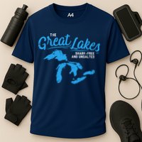 Great Lakes Shark Free And Unsalted Summer Vacation Lake Cooling Performance Crew T-Shirt