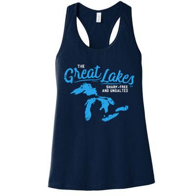 Great Lakes Shark Free And Unsalted Summer Vacation Lake Womens Tank Top