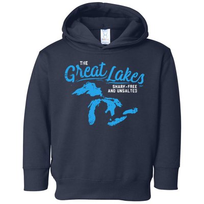Great Lakes Shark Free And Unsalted Summer Vacation Lake Toddler Hoodie