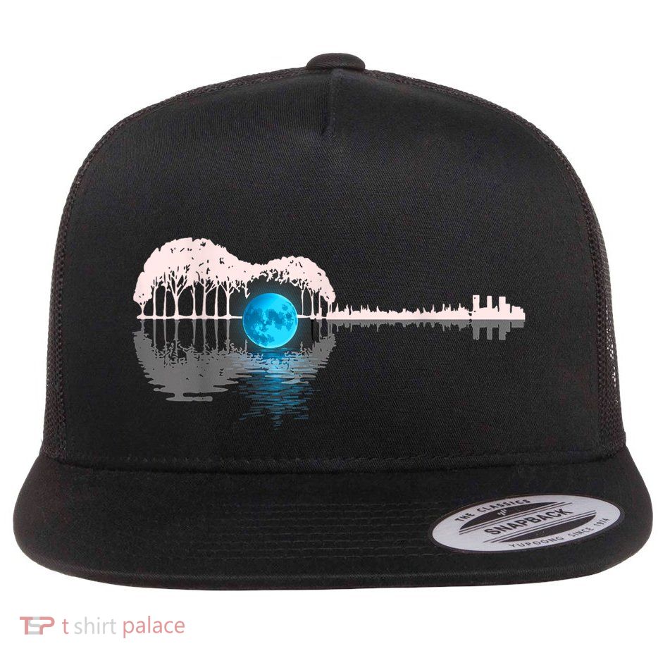 Guitar Lake Shadow Love Guitar Musician Flatbill Hat