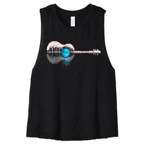 Guitar Lake Shadow Love Guitar Musician Women's Racerback Cropped Tank