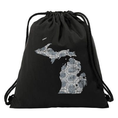 Great Lakes Shaped Women Summer Petoskey Stone Michigan Drawstring Bag