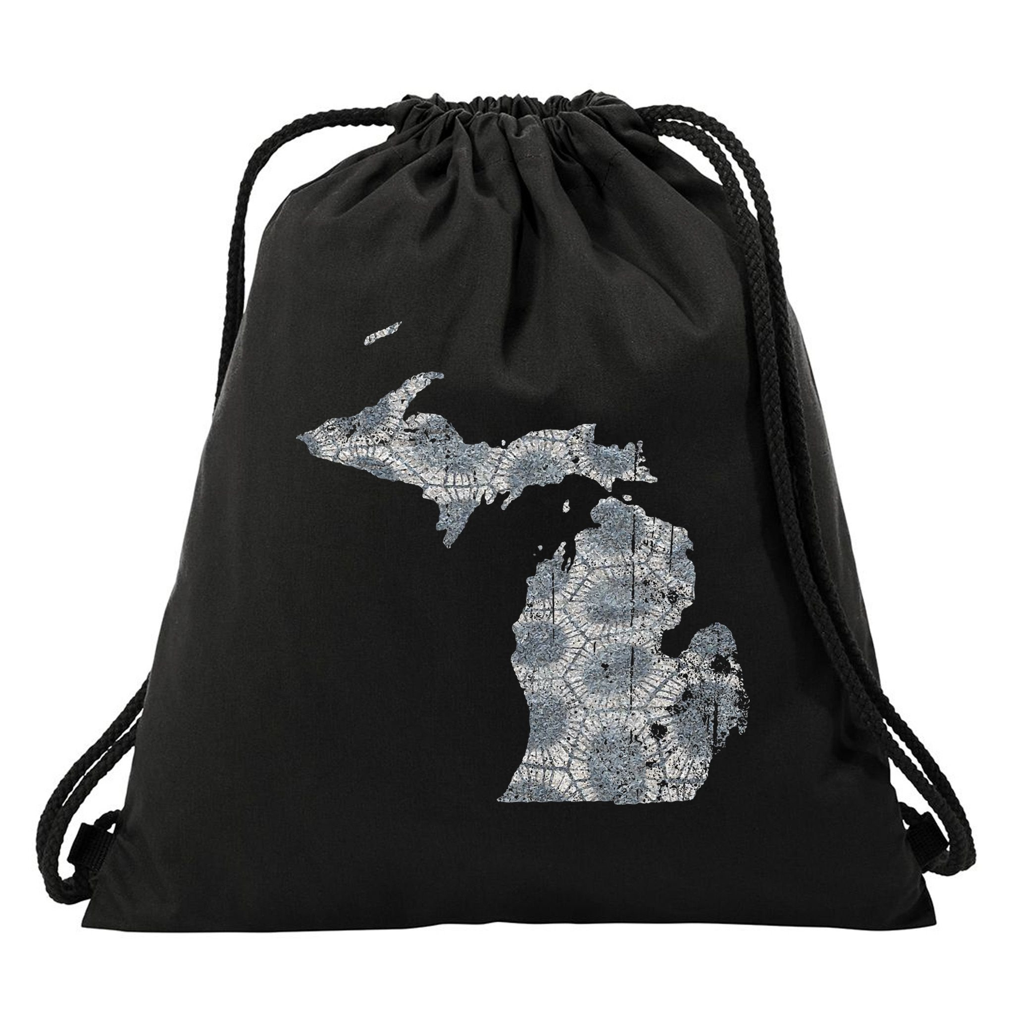Great Lakes Shaped Women Summer Petoskey Stone Michigan Drawstring Bag