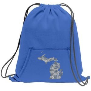 Great Lakes Shaped Women Summer Petoskey Stone Michigan Sweatshirt Cinch Pack Bag