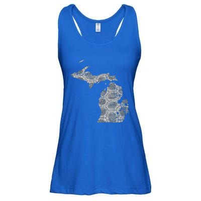 Great Lakes Shaped Women Summer Petoskey Stone Michigan Ladies Essential Flowy Tank