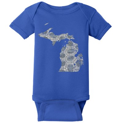 Great Lakes Shaped Women Summer Petoskey Stone Michigan Baby Bodysuit