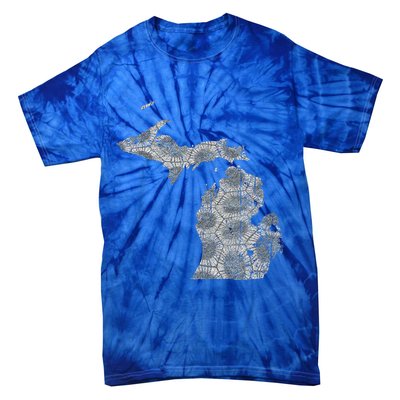Great Lakes Shaped Women Summer Petoskey Stone Michigan Tie-Dye T-Shirt