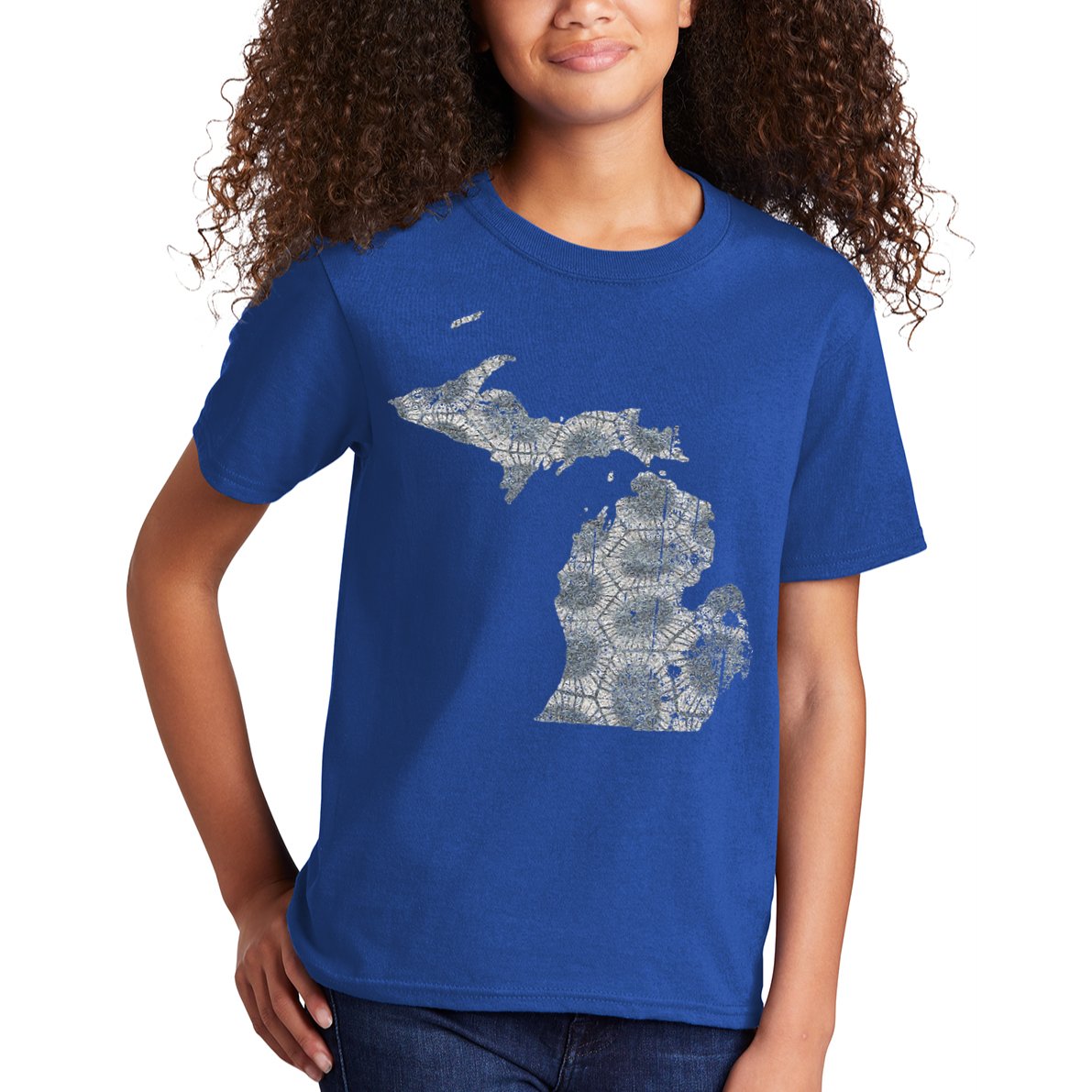 Great Lakes Shaped Women Summer Petoskey Stone Michigan Kids T-Shirt