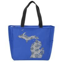 Great Lakes Shaped Women Summer Petoskey Stone Michigan Zip Tote Bag