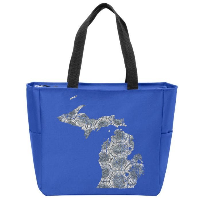 Great Lakes Shaped Women Summer Petoskey Stone Michigan Zip Tote Bag