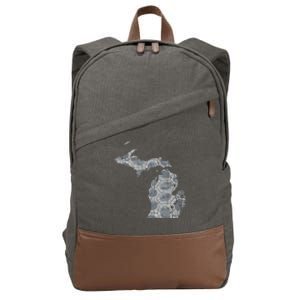 Great Lakes Shaped Women Summer Petoskey Stone Michigan Cotton Canvas Backpack