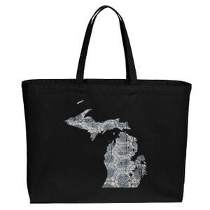 Great Lakes Shaped Women Summer Petoskey Stone Michigan Cotton Canvas Jumbo Tote