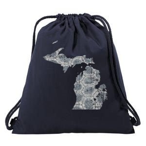 Great Lakes Shaped Women Summer Petoskey Stone Michigan Drawstring Bag