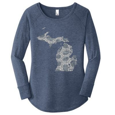 Great Lakes Shaped Women Summer Petoskey Stone Michigan Women's Perfect Tri Tunic Long Sleeve Shirt