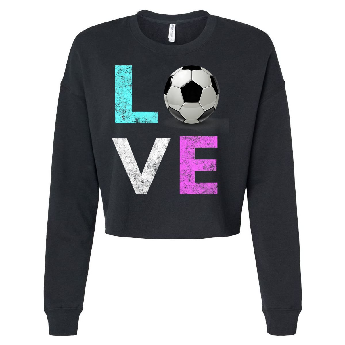 Girls Love Soccer Best Fun Birthday Gift Cropped Pullover Crew