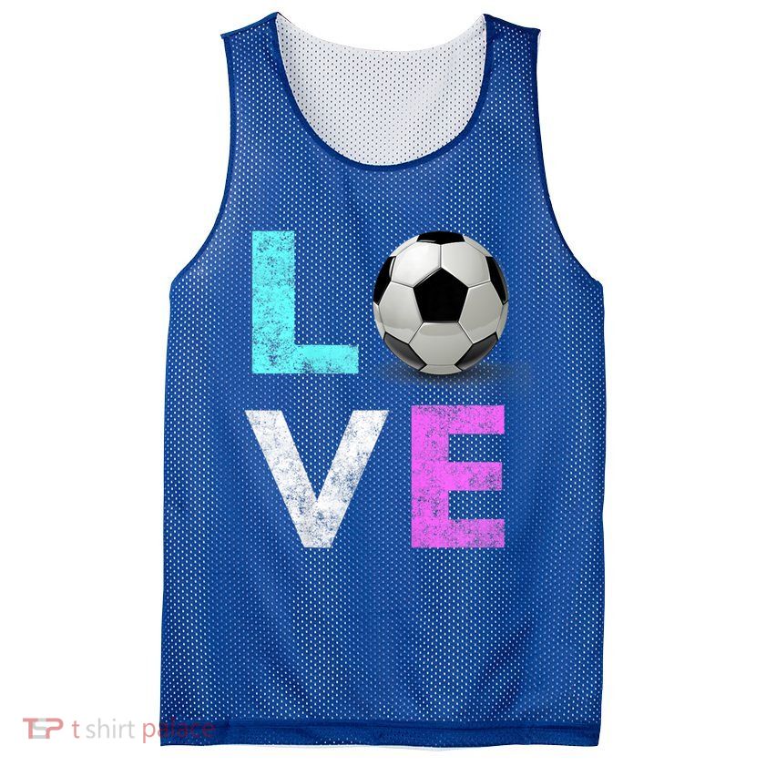 Girls Love Soccer Best Fun Birthday Gift Mesh Reversible Basketball Jersey Tank