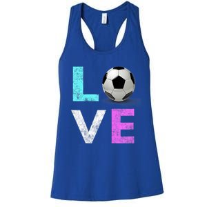 Girls Love Soccer Best Fun Birthday Gift Women's Racerback Tank