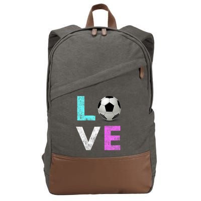 Girls Love Soccer Best Fun Birthday Gift Cotton Canvas Backpack