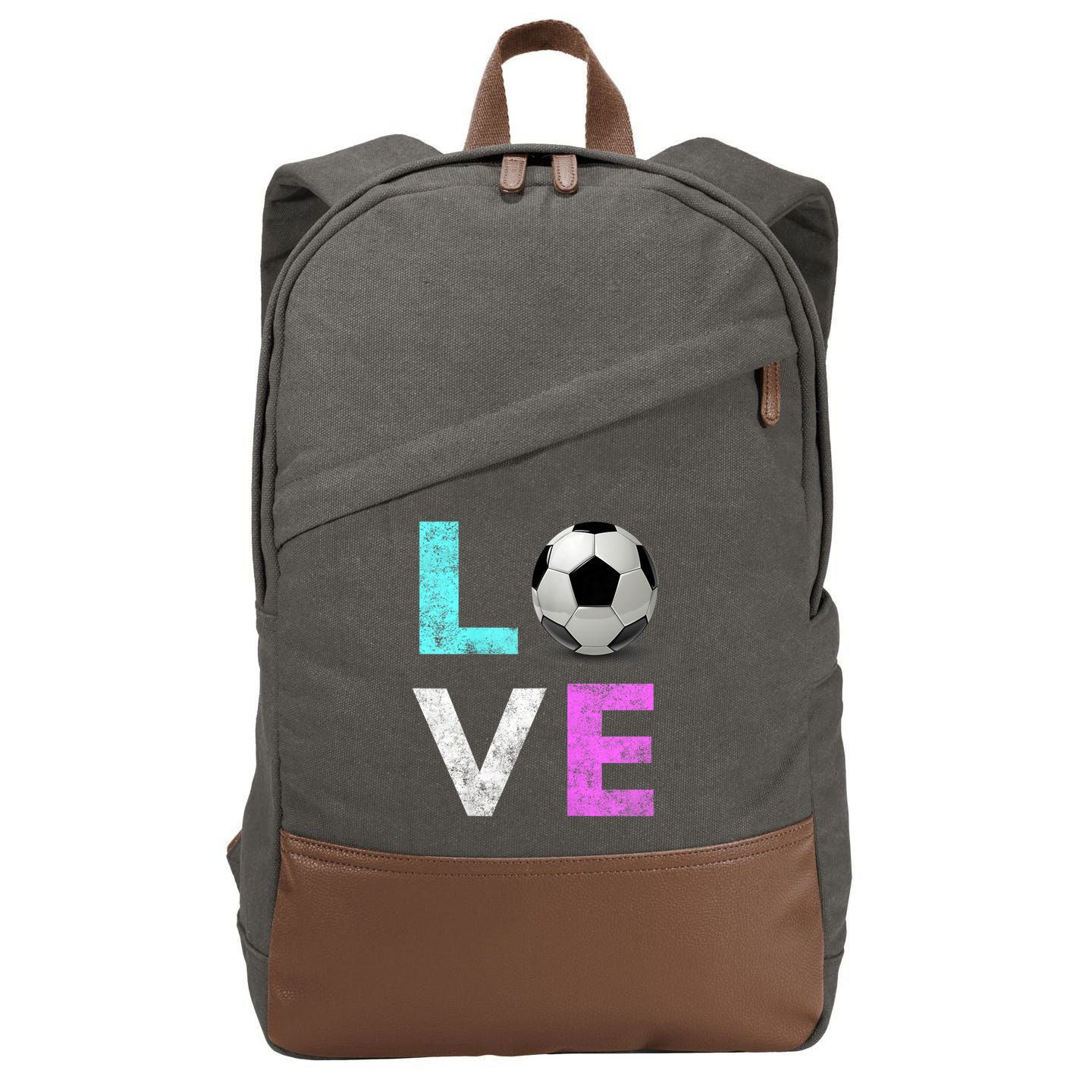 Girls Love Soccer Best Fun Birthday Gift Cotton Canvas Backpack