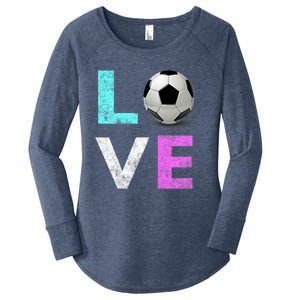 Girls Love Soccer Best Fun Birthday Gift Women's Perfect Tri Tunic Long Sleeve Shirt