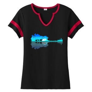 Guitar Lake Shadow Love Guitar Musician Ladies Halftime Notch Neck Tee