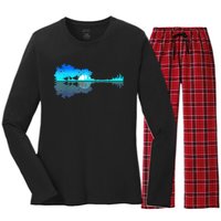 Guitar Lake Shadow Love Guitar Musician Women's Long Sleeve Flannel Pajama Set 