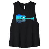 Guitar Lake Shadow Love Guitar Musician Women's Racerback Cropped Tank