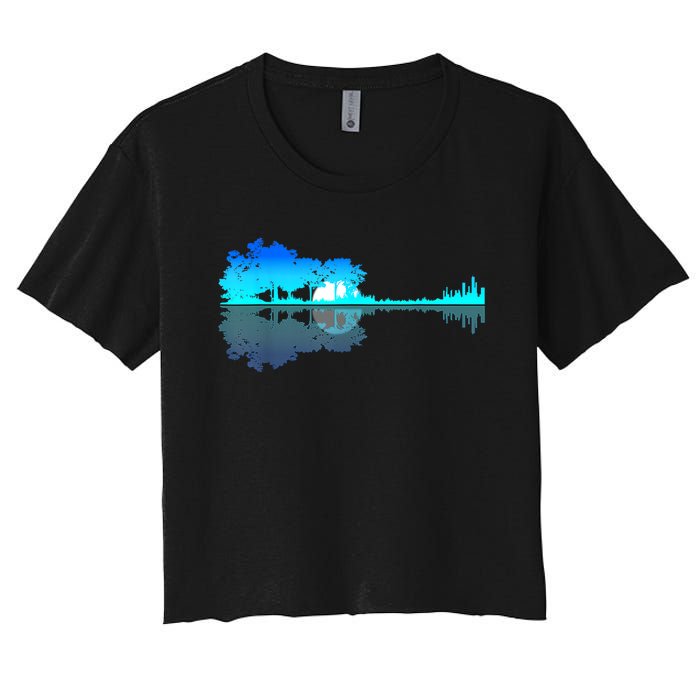 Guitar Lake Shadow Love Guitar Musician Women's Crop Top Tee