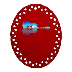 Guitar Lake Shadow Love Guitar Musician Ceramic Oval Ornament