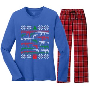 Gun Lover Second Adt Ugly Christmas Gun Enthusiast Gift Women's Long Sleeve Flannel Pajama Set 