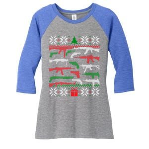 Gun Lover Second Adt Ugly Christmas Gun Enthusiast Gift Women's Tri-Blend 3/4-Sleeve Raglan Shirt