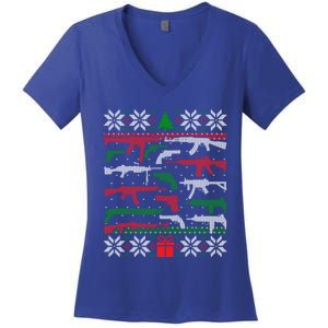 Gun Lover Second Adt Ugly Christmas Gun Enthusiast Gift Women's V-Neck T-Shirt