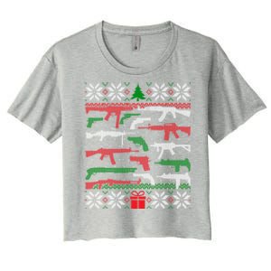 Gun Lover Second Adt Ugly Christmas Gun Enthusiast Gift Women's Crop Top Tee