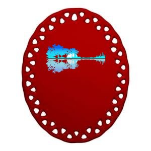 Guitar Lake Shadow Love Guitar Musician Ceramic Oval Ornament