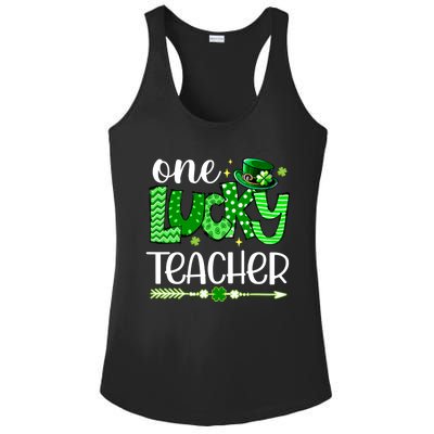 Green Leopard Shamrock One Lucky Teacher St Patrick's Day Meaningful Gift Ladies PosiCharge Competitor Racerback Tank