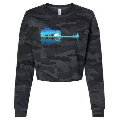 Guitar Lake Shadow Love Guitar Musician Cropped Pullover Crew