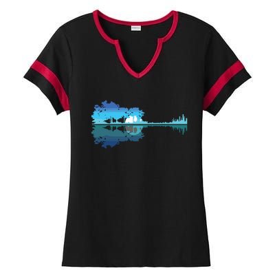 Guitar Lake Shadow Love Guitar Musician Ladies Halftime Notch Neck Tee