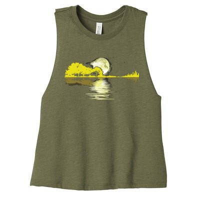 Guitar Lake Shadow Love Guitar Musician Women's Racerback Cropped Tank