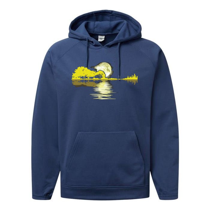 Guitar Lake Shadow Love Guitar Musician Performance Fleece Hoodie