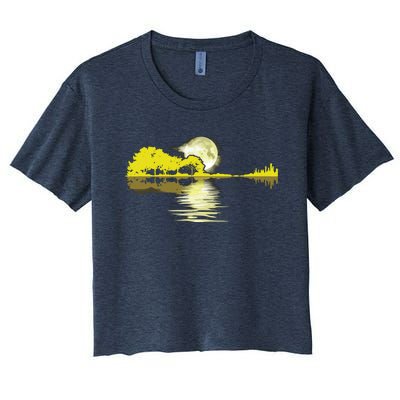 Guitar Lake Shadow Love Guitar Musician Women's Crop Top Tee