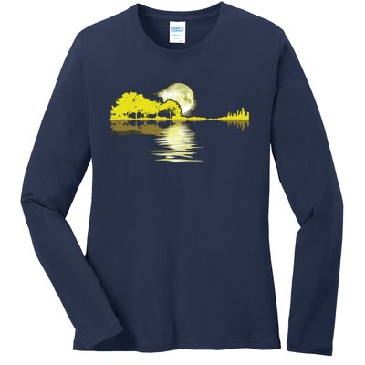 Guitar Lake Shadow Love Guitar Musician Ladies Long Sleeve Shirt