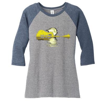 Guitar Lake Shadow Love Guitar Musician Women's Tri-Blend 3/4-Sleeve Raglan Shirt