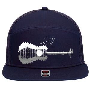 Guitar Lake Shadow Love Guitar Musician 7 Panel Mesh Trucker Snapback Hat