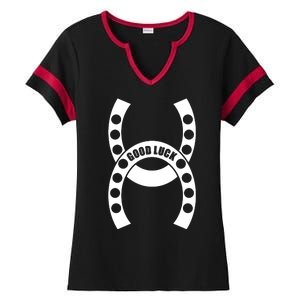 Good Luck The Lucky Horseshoes Ladies Halftime Notch Neck Tee