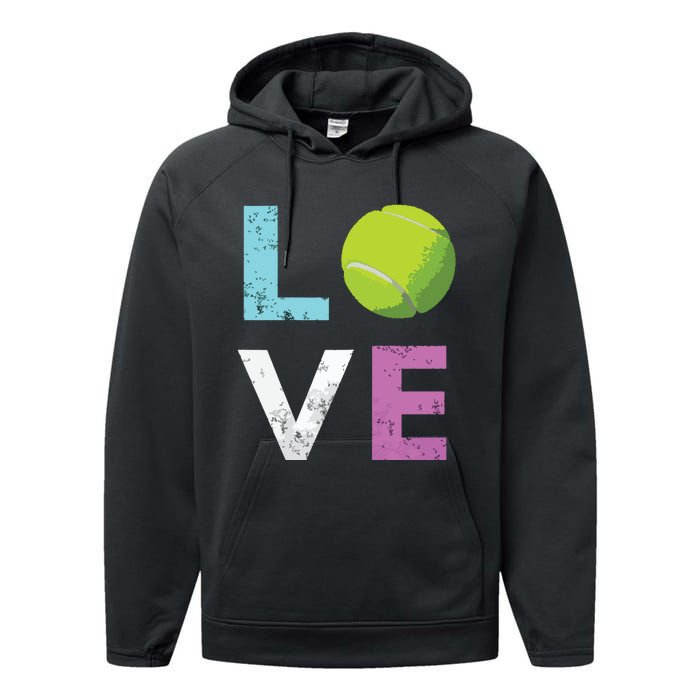 Girls Love Tennis Best Fun Birthday Gift Performance Fleece Hoodie