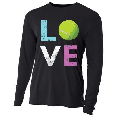 Girls Love Tennis Best Fun Birthday Gift Cooling Performance Long Sleeve Crew